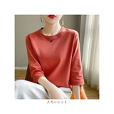 七分袖 tシャツ レディース 通販 カットソー 7分袖 トップス コットン 綿100% クルーネック 春 秋 冬 大きいサイズ きれいめ 無地 シンプル オフィス カジュアル 通勤 通学 かわいい