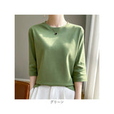 七分袖 tシャツ レディース 通販 カットソー 7分袖 トップス コットン 綿100% クルーネック 春 秋 冬 大きいサイズ きれいめ 無地 シンプル オフィス カジュアル 通勤 通学 かわいい