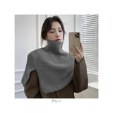 ケープ ポンチョ レディース 通販 ニットポンチョ スヌード ニット タートルネック ハイネック ニットケープ レイヤード 重ね着 トップス 秋冬 ネックウォーマー 羽織り きれいめ 無地