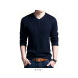 ニット セーター メンズ 通販 ニットセーター シャツ スリムニット プルオーバー Vネック 長袖 ラウンドネック ボタン 無地 シンプル 春 秋 冬 トップス 紳士