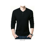 ニット セーター メンズ 通販 ニットセーター シャツ スリムニット プルオーバー Vネック 長袖 ラウンドネック ボタン 無地 シンプル 春 秋 冬 トップス 紳士