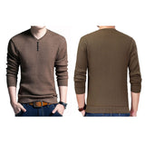 ニット セーター メンズ 通販 ニットセーター シャツ スリムニット プルオーバー Vネック 長袖 ラウンドネック ボタン 無地 シンプル 春 秋 冬 トップス 紳士