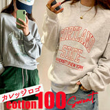 レディース ロゴ トレーナー 綿１００ 通販 スウェット トップス プルオーバー スウェットトレーナー ロゴスウェット コットン100% ゆったり 抜け感 カレッジロゴ アメカジ カジュアル