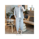 メンズ セットアップ 夏用 通販 涼しい 上下セット 五分袖 Tシャツ トップス サルエルパンツ 七分丈 パンツ ズボン 春夏 半袖シャツ 半袖 綿麻 リネン ゆったり 無地 カジュアル シンプル