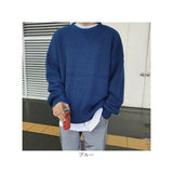 ニット セーター メンズ 通販 ニットセーター シャツ 長袖 ラウンドネック 無地 シンプル カジュアル 暖かい あったか 厚め 韓国 冬 トップス 紳士