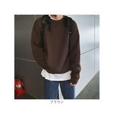 ニット セーター メンズ 通販 ニットセーター シャツ 長袖 ラウンドネック 無地 シンプル カジュアル 暖かい あったか 厚め 韓国 冬 トップス 紳士