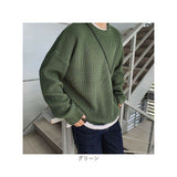 ニット セーター メンズ 通販 ニットセーター シャツ 長袖 ラウンドネック 無地 シンプル カジュアル 暖かい あったか 厚め 韓国 冬 トップス 紳士