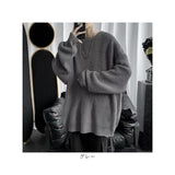 ニット セーター メンズ 通販 ニットセーター シャツ 長袖 ラウンドネック 無地 シンプル カジュアル 暖かい あったか 厚め 韓国 冬 トップス 紳士