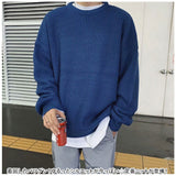 ニット セーター メンズ 通販 ニットセーター シャツ 長袖 ラウンドネック 無地 シンプル カジュアル 暖かい あったか 厚め 韓国 冬 トップス 紳士