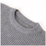 ニット セーター メンズ 通販 ニットセーター シャツ 長袖 ラウンドネック 無地 シンプル カジュアル 暖かい あったか 厚め 韓国 冬 トップス 紳士