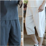 メンズ セットアップ 夏用 通販 半袖シャツ 半袖 五分袖 Tシャツ 七分丈 パンツ ズボン 春夏 トップス 上下セット 綿麻 リネン 涼しい サルエルパンツ ゆったり 無地 カジュアル シンプル