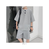 メンズ セットアップ ジャージ 通販 上下セット 夏用 五分袖 Tシャツ トップス ハーフパンツ 普段着 ルームウェア ズボン 春夏 半袖Tシャツ 半袖 部屋着 ゆったり 無地 オシャレ おしゃれ