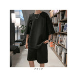 メンズ セットアップ ジャージ 通販 上下セット 夏用 五分袖 Tシャツ トップス ハーフパンツ 普段着 ルームウェア ズボン 春夏 半袖Tシャツ 半袖 部屋着 ゆったり 無地 オシャレ おしゃれ