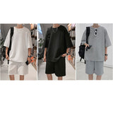 メンズ セットアップ ジャージ 通販 上下セット 夏用 五分袖 Tシャツ トップス ハーフパンツ 普段着 ルームウェア ズボン 春夏 半袖Tシャツ 半袖 部屋着 ゆったり 無地 オシャレ おしゃれ
