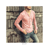 長袖 Tシャツ メンズ 通販 カットソー トップス ロンT ロング プルオーバー ティーシャツ シャツ ヘンリーネック コットン 綿 シンプル 無地 ビンテージ風 重ね着 カジュアル 柔らかい