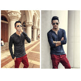 長袖 Tシャツ メンズ 通販 カットソー トップス ロンT ロング プルオーバー ティーシャツ シャツ ヘンリーネック コットン 綿 シンプル 無地 ビンテージ風 重ね着 カジュアル 柔らかい