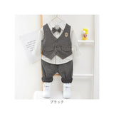 フォーマルスーツ キッズ チェック柄 通販 パンツスーツ フォーマル スーツ 蝶ネクタイ リボン ズボン パンツ ベスト シャツ ストライプシャツ 長袖 子供服 子ども服 男の子 子供 子ども
