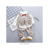 フォーマルスーツ キッズ チェック柄 通販 パンツスーツ フォーマル スーツ 蝶ネクタイ リボン ズボン パンツ ベスト 長袖 子供服 子ども服 男の子 子供 子ども こども 発表会