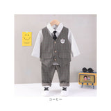 フォーマルスーツ キッズ ストライプ 通販 パンツスーツ フォーマル スーツ ネクタイ ズボン パンツ ベスト シャツ ストライプシャツ 長袖 子供服 子ども服 男の子 子供 子ども こども