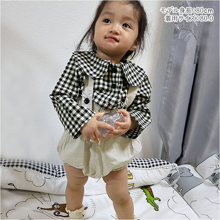 ベビー 子供服 セットアップ 通販 サロペット ブラウス 上下セット ギンガムチェック 赤ちゃん ベビー服 子ども 子供 こども キッズ服