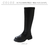 ロングブーツ レディース 通販 ブーツ ロング レディースブーツ ロング丈 ジョッキーブーツ ローヒール つま先 丸い ラウンドトゥ 黒 ブラック 4cm ヒール シンプル カジュアル 可愛い