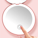 コンパクトミラー ライト付き 通販 鏡 手鏡 ミラー コンパクト 化粧鏡 折りたたみ 折り畳み 持ち運び 拡大鏡 おしゃれ かわいい LEDミラー 電池式 両面 丸 円形 軽量 手持ち 見やすい