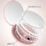 コンパクトミラー ライト付き 通販 鏡 手鏡 ミラー コンパクト 化粧鏡 折りたたみ 折り畳み 持ち運び 拡大鏡 おしゃれ かわいい LEDミラー 電池式 両面 丸 円形 軽量 手持ち 見やすい