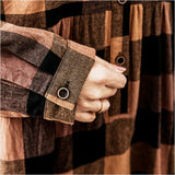 シャツワンピース チェック柄 レディース 通販 シャツワンピ カジュアルワンピース カジュアルワンピ ギャザー 長袖 チェック ゆったり 体型カバー ミモレ丈 ミモレ カジュアル ひざ下