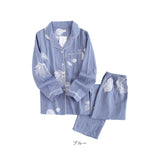 パジャマ ガーゼ レディース 長袖 通販 ナイトウェア ルームウェア 部屋着 綿100% ダブルガーゼ コットン 入院 長ズボン ゆったり 前開き かわいい おしゃれ 春 夏 秋 寝巻き 寝間着