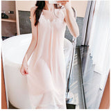 ネグリジェ ワンピース 姫 通販 ルームウェア レディース 綿 コットン カワイイ フリル 可愛い シースルー セクシー 夏 春 ゆったり Aライン 寝巻き 寝間着 ねまき 部屋着 ノースリーブ