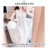 ネグリジェ ワンピース 姫 通販 ルームウェア レディース 綿 コットン カワイイ フリル 可愛い シースルー セクシー 夏 春 ゆったり Aライン 寝巻き 寝間着 ねまき 部屋着 ノースリーブ