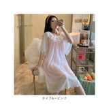 ネグリジェ ワンピース 姫 通販 ルームウェア レディース 半袖 カワイイ フリル 可愛い シースルー セクシー 夏 春 ゆったり Aライン 寝巻き ねまき 寝間着 部屋着 5分袖 五分袖