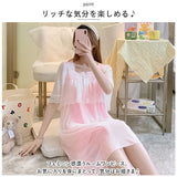 ネグリジェ ワンピース 姫 通販 ルームウェア レディース 半袖 カワイイ フリル 可愛い シースルー セクシー 夏 春 ゆったり Aライン 寝間着 寝巻き ねまき 部屋着 5分袖 五分袖