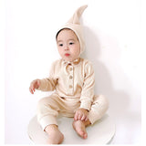 ベビー服 ロンパース 通販 カバーオール ボディスーツ オールインワン 長袖 ベビー服 子供服 綿 コットン 帽子付き 暖かい 柔らかい 通気性 シンプル 無地 部屋着 パジャマ お出かけ 外出