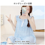 ルームウェア レディース 夏 袖無し ノースリーブ 通販 ネグリジェ 寝間着 パジャマ ナイトドレス 胸パッド付き 袖なし ひざ下 コットン 綿 リボン 薄い カジュアル 春 かわいい おしゃれ