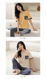 ルームウェア レディース 夏 通販 パジャマ 上下 セット クロップドパンツ ズボン 半袖 Tシャツ 部屋着 寝巻き ナイトウェア 綿 コットン 通気性 薄手 柔らかい 旅行 お出かけ リラックス