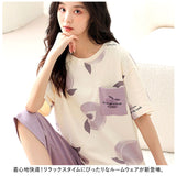 ルームウェア レディース 夏 通販 パジャマ 上下 セット 半袖 Tシャツ 長ズボン パンツ セットアップ 部屋着 寝巻き ナイトウェア 綿 コットン 通気性 旅行 お出かけ 薄手 柔らかい