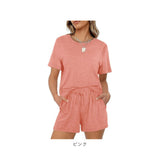 ルームウェア レディース 夏 通販 ショートパンツ 半袖 短パン 上下セット セットアップ パジャマ 部屋着 ナイトウェア 夏用 薄手 涼しい 寝巻き かわいい 可愛い ゆったり おしゃれ