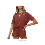 ルームウェア レディース 夏 通販 セットアップ 上下セット ワッフル生地 ショートパンツ 部屋着 パジャマ 半袖 短パン ナイトウェア 夏用 涼しい 薄手 寝巻き かわいい おしゃれ