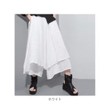 ワイドパンツ レディース アシンメトリー 通販 パンツ リゾート ロングパンツ スカートパンツ ワイド ゆったり 夏 春 春夏 ウエストゴム 9分丈 ダンスパンツ ドレープ おしゃれ モード系