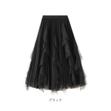 チュールスカート ロング 通販 スカート チュール レディース 春 夏 ロングスカート フレアスカート マキシ フレア ウエストゴム ミモレ丈 フリル プリーツ ボリューム ゆったり