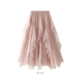 チュールスカート ロング 通販 スカート チュール レディース 春 夏 ロングスカート フレアスカート マキシ フレア ウエストゴム ミモレ丈 フリル プリーツ ボリューム ゆったり