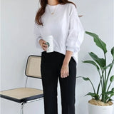 Tシャツ 長袖 レディース 通販 長袖Tシャツ 長袖tシャツ tシャツ シャツ レディースシャツ 着回し 着まわし ドロップショルダー クルーネック ボリューム袖 ふんわり ゆったり
