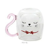 セラミック藍 マグカップ 猫 通販 マグ コップ コーヒーカップ スープカップ 食器 カップ 2重構造 2重 ダブルウォール 耐熱 耐熱ガラス アイス ホット ネコ ねこ cat 2重ガラス