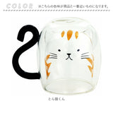 セラミック藍 マグカップ 猫 通販 マグ コップ コーヒーカップ スープカップ 食器 カップ 2重構造 2重 ダブルウォール 耐熱 耐熱ガラス アイス ホット ネコ ねこ cat 2重ガラス