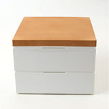 NH home エヌエイチホーム 弁当箱 二段 通販 日本製 国産 お重箱 重箱 御重 ランチボックス お弁当箱 二段重箱 18cm 木目 シンプル 仕切りカップ 仕切り 無地 運動会 おしゃれ