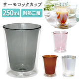 耐熱ガラス コップ 二重 通販 二重グラス ガラスコップ おしゃれ かわいい 色付き 耐熱グラス  耐熱二層ガラス ニュイ nuit サーモロックカップ 250ml ピンク アンバー グレー ラスター グラス 洋食器 キッチン用品