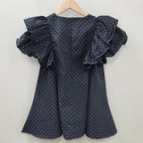 フリル 袖 トップス レディース 通販 カットソー フリルトップス プルオーバー シャツ フリル袖 半袖トップスレディース 半袖トップス フレアライン ドット 水玉 かわいい 可愛い