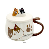セラミック藍 マグカップ 通販 にゃん屋 猫3兄弟 マグ カップ 蓋付きマグカップ 陶器 蓋つきマグ フタ付き コップ 食器 猫 ネコ ねこ ギフト 贈り物 誕生日 女性 結婚記念日 家族 お揃い