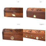 お香立て おしゃれ 通販 ボックス かわいい コーン 箱型 お香 焚く サン＆ムーン ゾウ スター ピース 香り インテリア シーシャムウッド インセンスホルダー お香立て お香たて ボックスタイプ